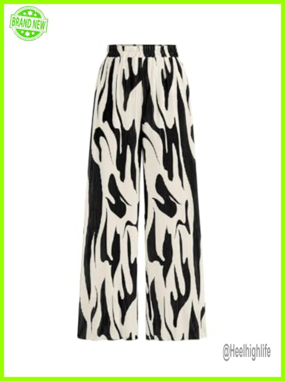 Womens Wide Leg Palazzo Pants Pleated High Waist Graphic Print Loungewear